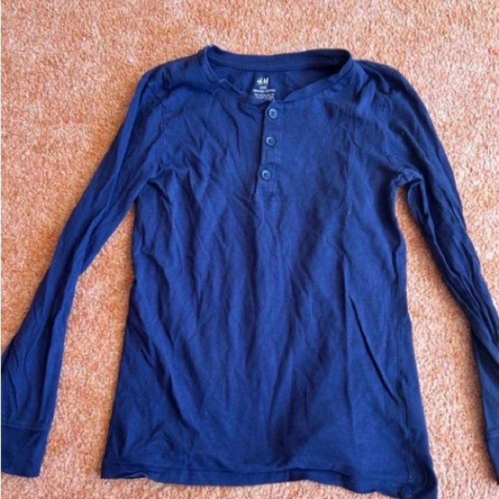 H&M Navy Blue Kids Long-Sleeve Henley Top